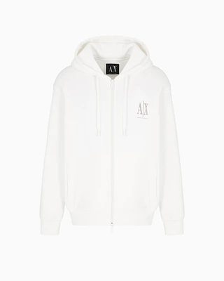 Armani Exchange - Zip-up hoodie with embroidered logo, Man, White, Size: