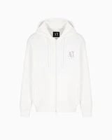 Armani Exchange - Zip-up hoodie with embroidered logo, Man, White, Size: