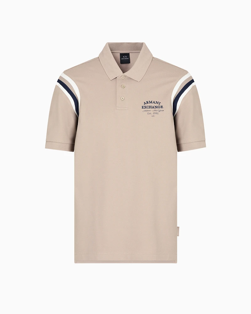 Armani Exchange - Regular fit polo with contrasting stripes, Man, Beige, Size: