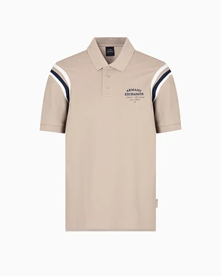 Armani Exchange - Regular fit polo with contrasting stripes, Man, Beige, Size: