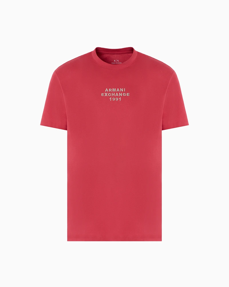 Armani Exchange - Regular fit T-shirt with logo lettering, Man, Red, Size: