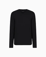 Armani Exchange - Pima Cotton Long Sleeve V-Neck T-Shirt, Man, Black, Size: