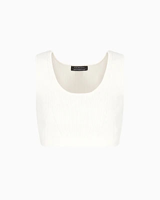 Armani Exchange - ASV Ribbed Knit Top, Woman, White, Size: