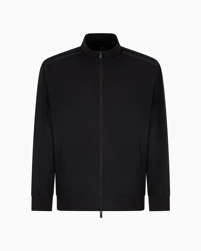 Armani Exchange - Full zip sweatshirt with logo bands, Man, Black, Size: