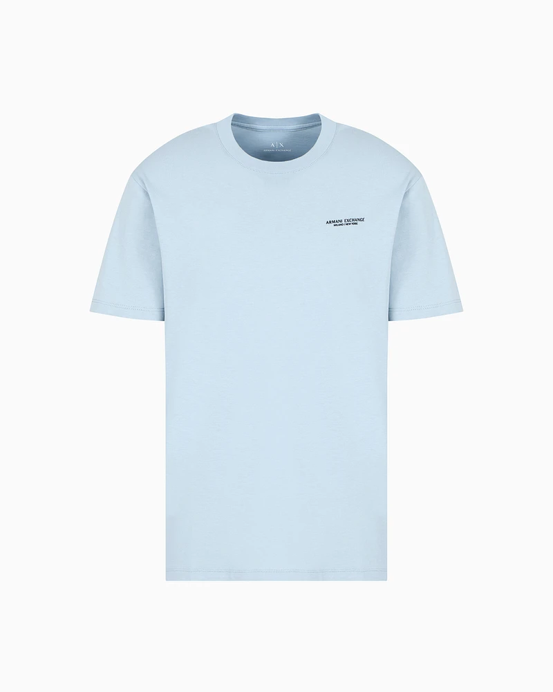 Armani Exchange - Regular fit T-shirt with logo , Man, Light Blue, Size: