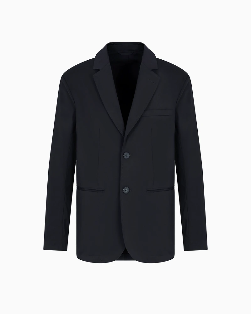 Armani Exchange - Single-breasted blazer stretch fabric, Man, Navy Blue, Size:
