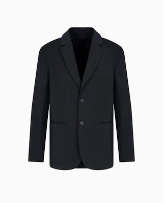 Armani Exchange - Single-breasted blazer stretch fabric, Man, Navy Blue, Size: