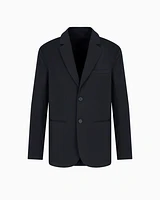 Armani Exchange - Single-breasted blazer stretch fabric, Man, Navy Blue, Size: