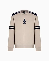 Armani Exchange - Crewneck sweatshirt with stripes and logo, Man, Beige, Size: XXL