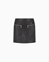 Armani Exchange - Used effect leather mini skirt, Woman, Black, Size: