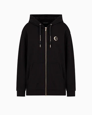 Armani Exchange - Metal Logo Zip Up Hoodie, Woman, Black, Size: XS