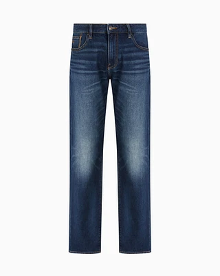 Armani Exchange - J16 straight fit jeans stone washed cotton denim, Man, Blue, Size: