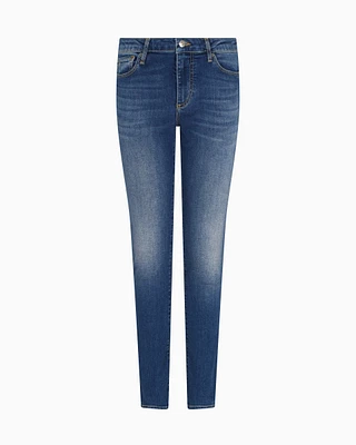 Armani Exchange - J01 super skinny jeans with Chinese New Year embroidery, Woman, Blue, Size: