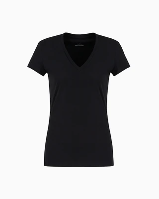 Armani Exchange - Slim fit T-shirt pima cotton jersey, Woman, Black, Size: