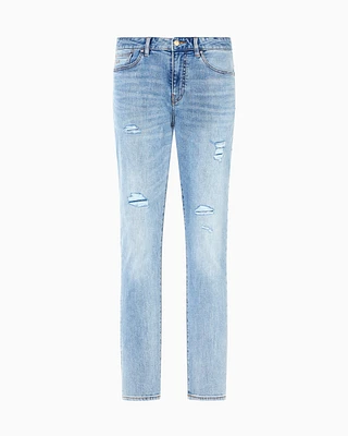Armani Exchange - J14 skinny fit jeans stone washed cotton denim, Man, Blue, Size: