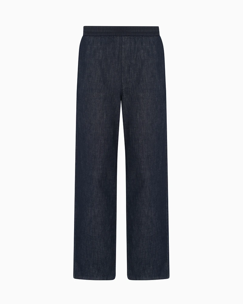 Armani Exchange - Wide leg denim jeans, Man, Blue, Size: