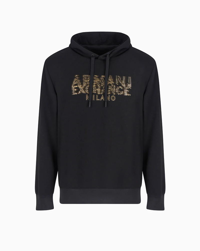 Armani Exchange - Hoodie with blurred logo effect, Man, Black, Size: