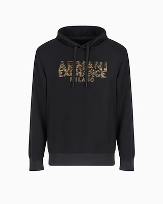 Armani Exchange - Hoodie with blurred logo effect, Man, Black, Size:
