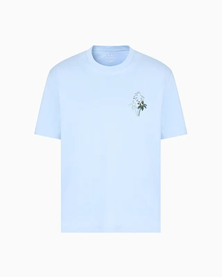 Armani Exchange - Regular fit T-shirt with print on the chest, Man, Light Blue, Size:
