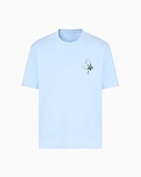Armani Exchange - Regular fit T-shirt with print on the chest, Man, Light Blue, Size: