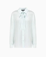 Armani Exchange - Viscose shirt with bow, Woman, Light Blue, Size: