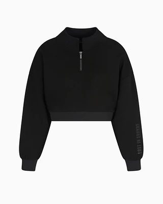 Armani Exchange - Lost Sound ASV cropped zip sweatshirt, Woman, Black, Size: