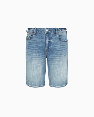 Armani Exchange - Cotton denim shorts with contrast stitching, Man, Blue, Size: