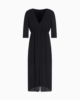 Armani Exchange - Longuette dress viscose with allover logo, Woman, Black, Size: