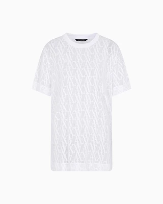 Armani Exchange - Regular fit t-shirt with allover logo, Woman, White, Size: