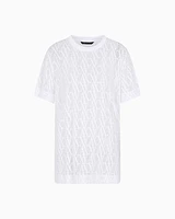 Armani Exchange - Regular fit t-shirt with allover logo, Woman, White, Size: