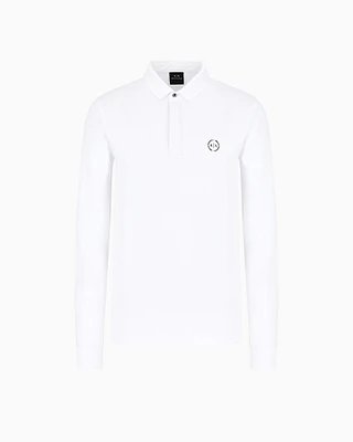 Armani Exchange - Slim fit polo shirt stretch cotton with long sleeves, Man, White, Size: