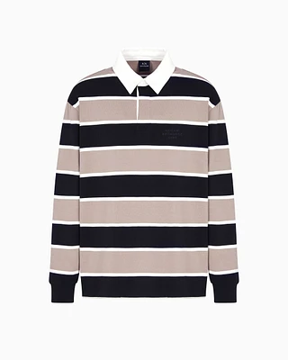 Armani Exchange - Loose fit polo with maxi stripes, Man, Beige, Size: