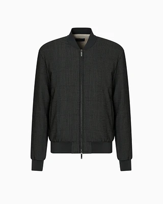 Emporio Armani - Virgin-wool bomber jacket with 3D-effect weave, Man, Grey, Size:
