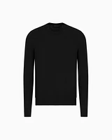 Armani Exchange - Basic crew neck sweater with embroidered logo, Man, Black, Size: