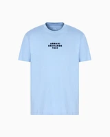 Armani Exchange - Regular fit T-shirt with logo lettering, Man, Light Blue, Size: