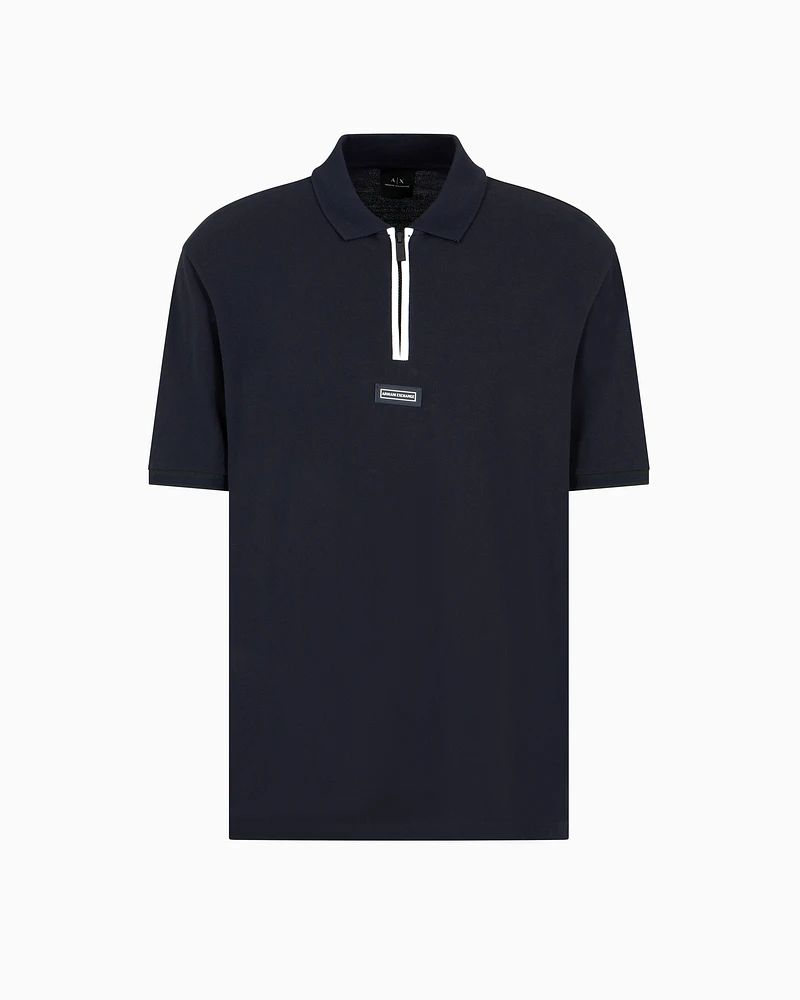 Armani Exchange - Regular fit polo with zip, Man, Navy Blue, Size: