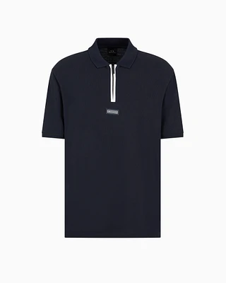 Armani Exchange - Regular fit polo with zip, Man, Navy Blue, Size: