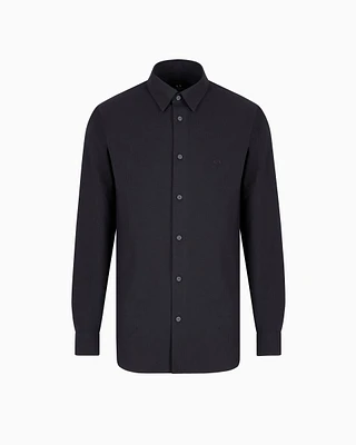 Armani Exchange - Regular fit seersucker shirt, Man, Navy Blue, Size: