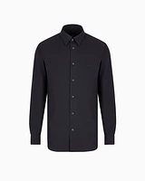 Armani Exchange - Regular fit seersucker shirt, Man, Navy Blue, Size: