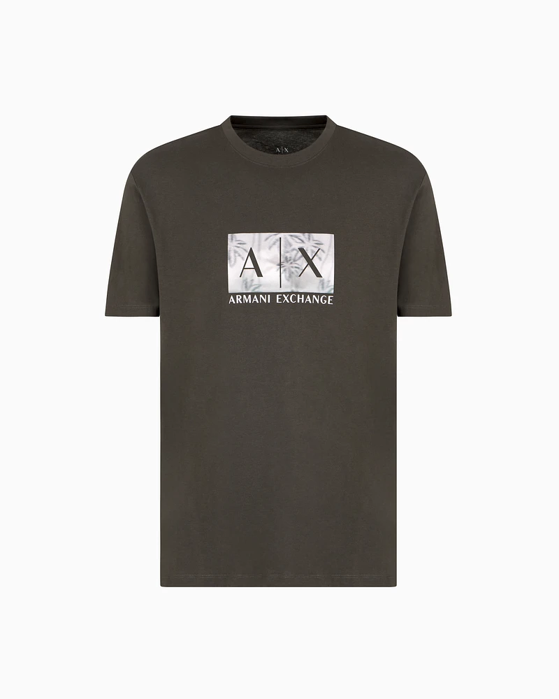 Armani Exchange - Regular fit T-shirt with maxi logo, Man, Green, Size: