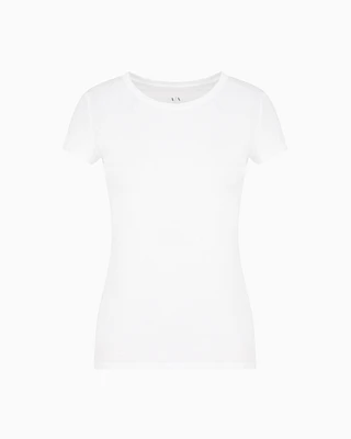 Armani Exchange - Slim fit T-shirt pima cotton jersey, Woman, White, Size: