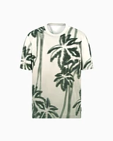 Armani Exchange - Regular fit palm tree print t-shirt, Man, Beige, Size: