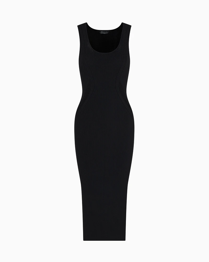 Armani Exchange - ASV Knitted Pencil Midi Dress, Woman, Black, Size: