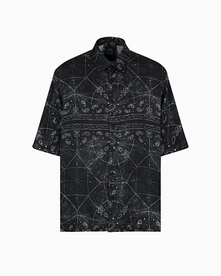 Armani Exchange - ASV Viscose Short Sleeve Shirt, Man, Black, Size: