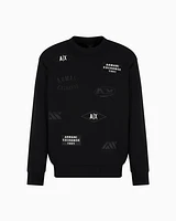 Armani Exchange - Crewneck sweatshirt with patches and logos, Man, Black, Size: XL