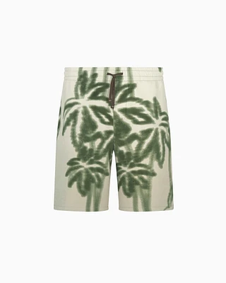 Armani Exchange - Palm Print Cotton Blend Shorts, Man, Beige, Size: