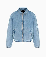 Armani Exchange - Denim Bomber Jacket, Man, Blue, Size: