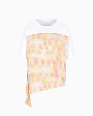 Armani Exchange - T-shirt with insert and ruffle, Woman, White, Size: