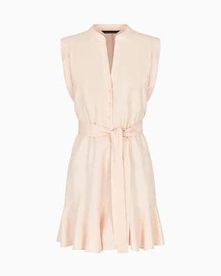 Armani Exchange - Short dress in linen and cotton with belt, Woman, Pink, Size: 2_R