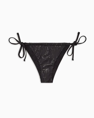Armani Exchange - Fabric bikini bottoms with allover logo, Woman, Black, Size: